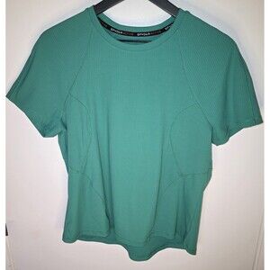Spyder Women's Ribbed Short Sleeve Athletic Green Shirt. Size Med EUC